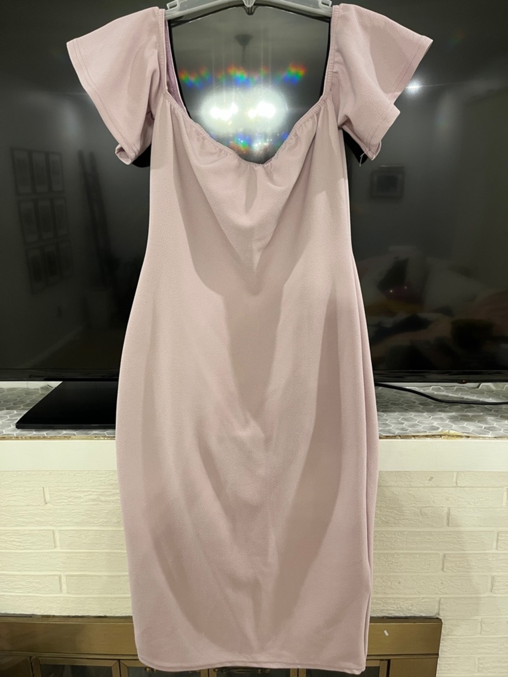 Missguided Mauve Off-Shoulder Midi Dress